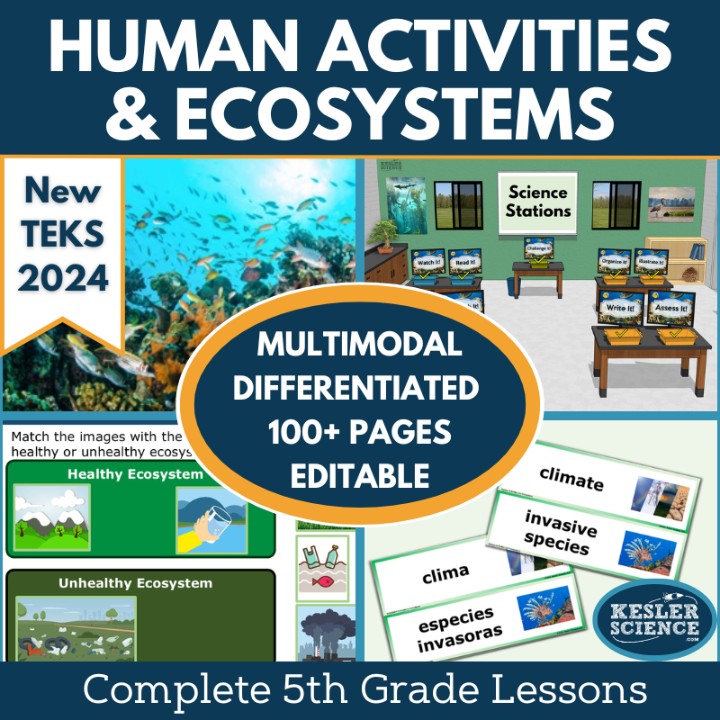 Human Activities & Ecosystems Complete Science Lesson - Grade 5, New TEKS 5.12C