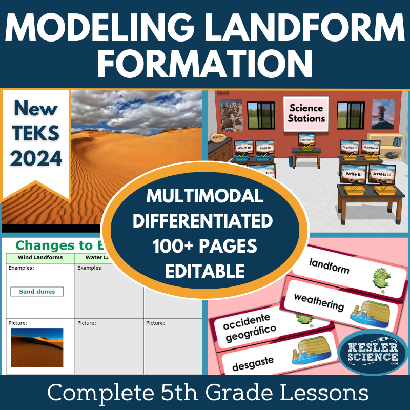 Modeling Landform Formation Complete Science Lesson - Grade 5, New TEKS 5.10C