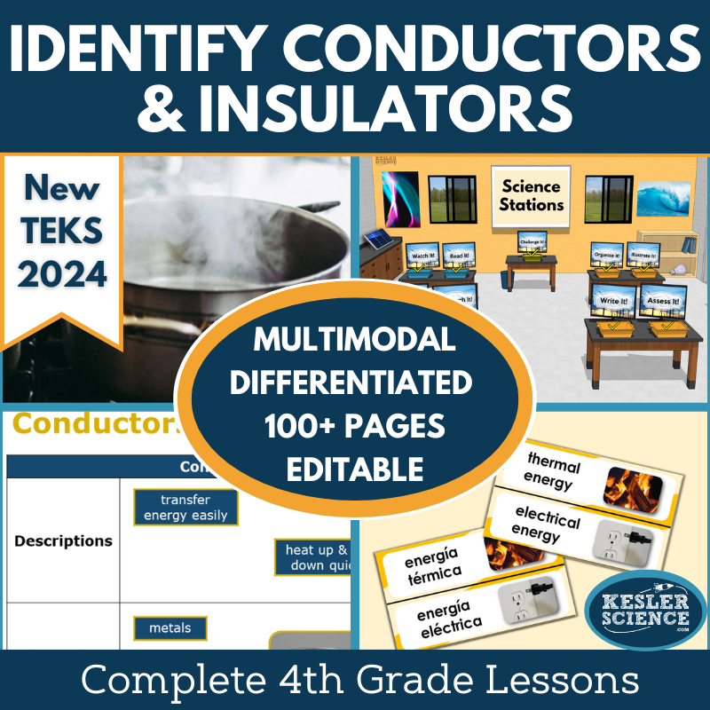 Identify Conductors & Insulators Complete Science Lesson - Gr 4, New TEKS 4.8B