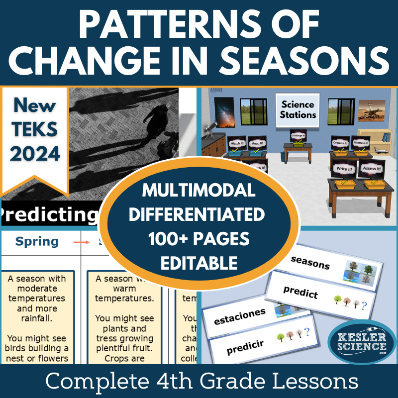Patterns of Change in Seasons Complete Science Lesson - Grade 4, New TEKS 4.9A
