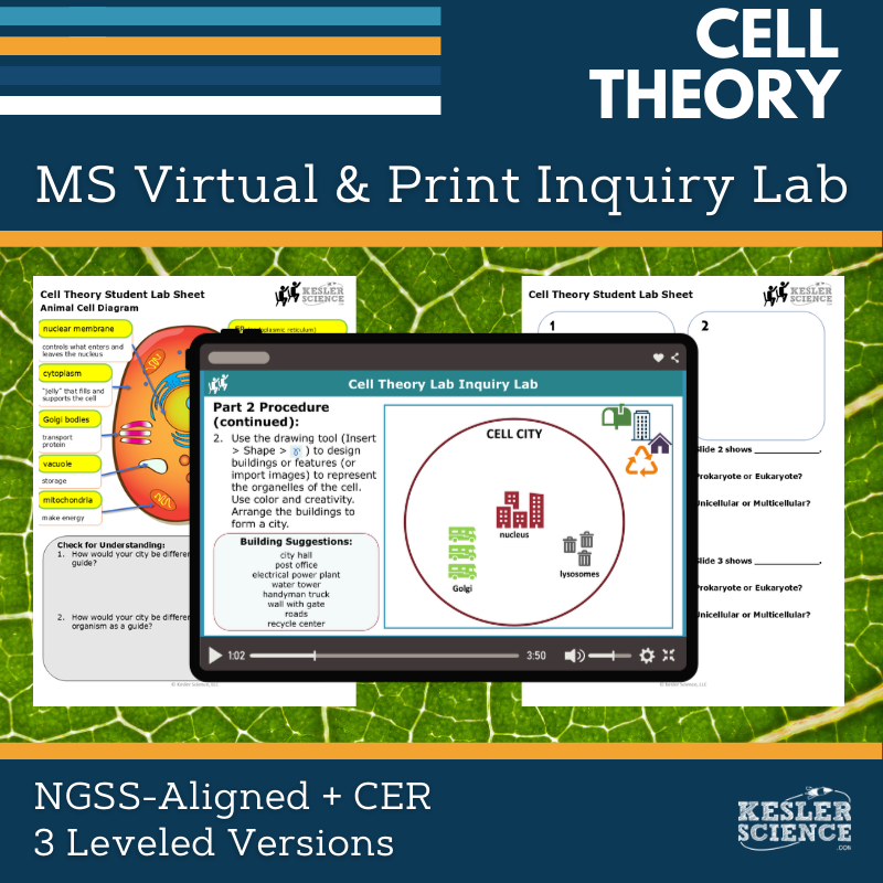 Cell Theory Digital Inquiry Lab - NGSS MS LS1-1