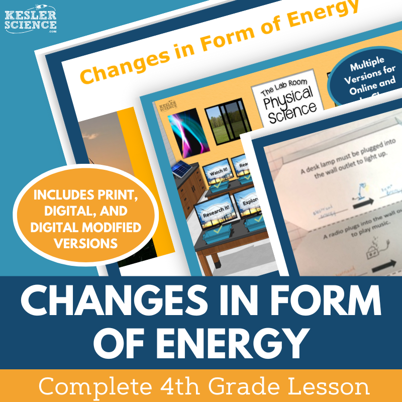 Changes in Forms of Energy - Complete Lesson Plan - NGSS 4-PS3-4 - 4th Grade