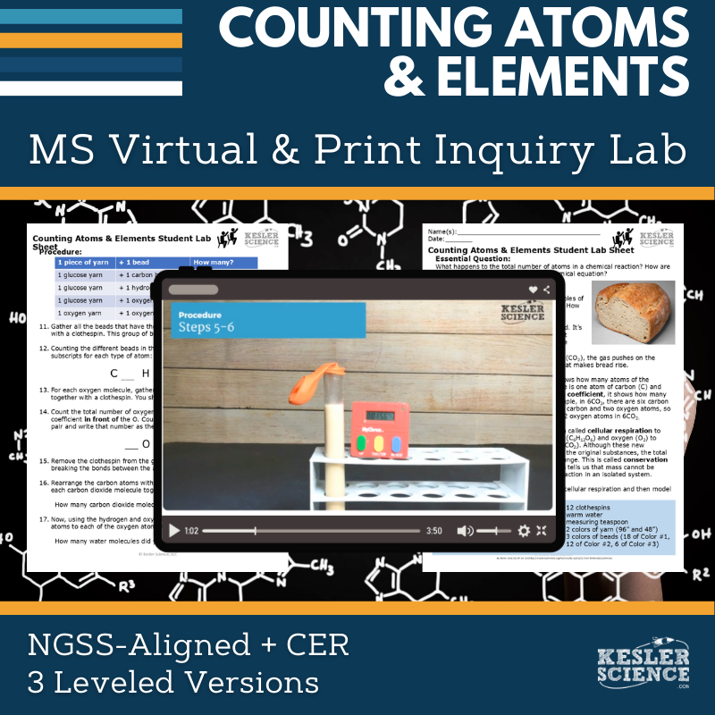 Counting Atoms & Elements Digital Inquiry Lab - NGSS MS PS1-5