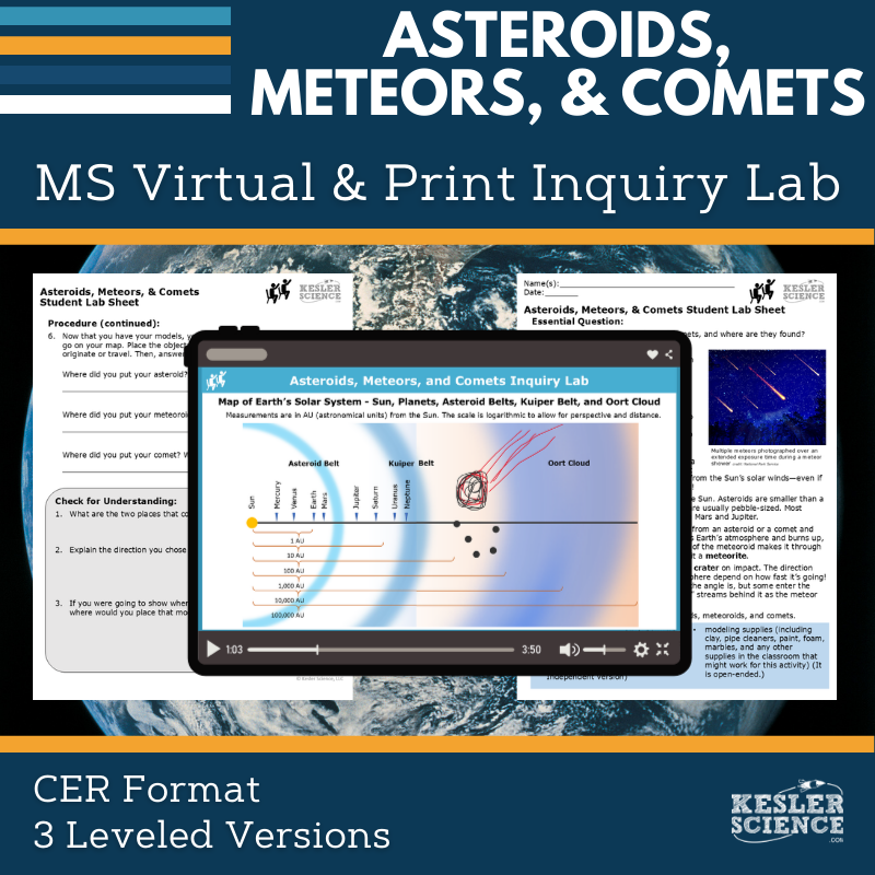 Asteroids, Meteors, & Comets Digital Inquiry Lab - MS 6-8
