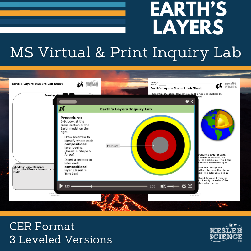 Earth's Layers Digital Inquiry Lab - MS 6-8