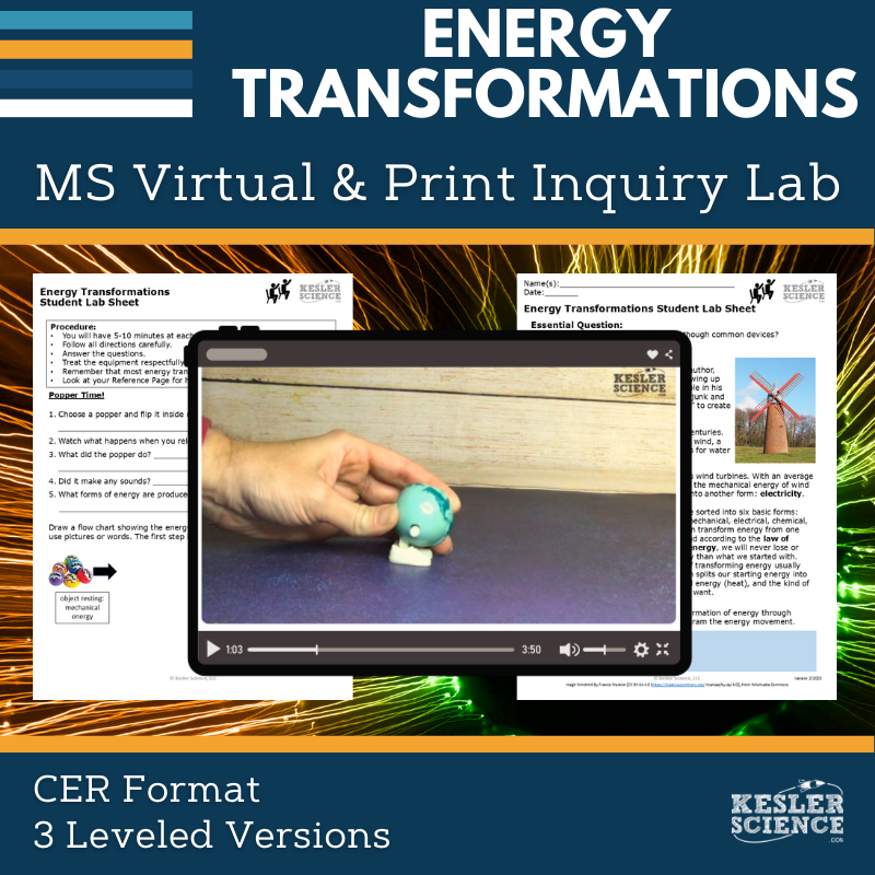 Energy Transformations Digital Inquiry Lab - MS 6-8