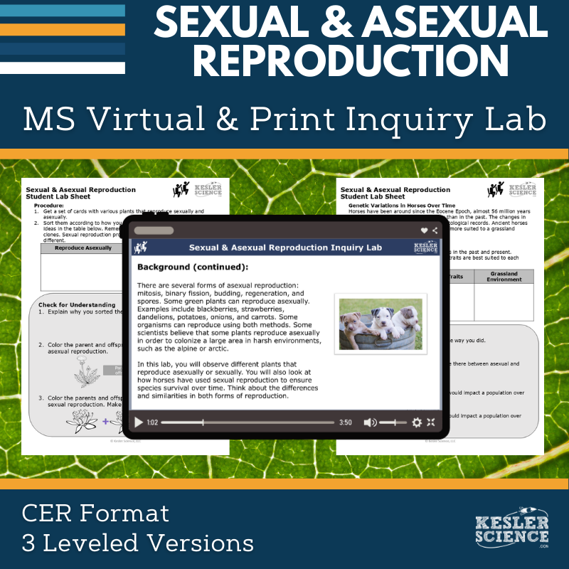 Sexual & Asexual Reproduction Digital Inquiry Lab - MS 6-8