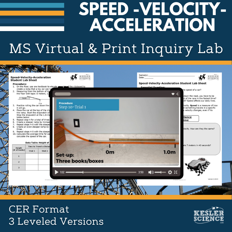 Speed, Velocity, Acceleration Digital Inquiry Lab - MS 6-8