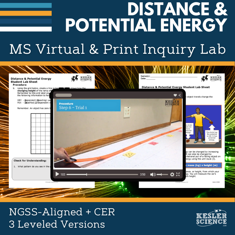 Distance & Potential Energy Digital Inquiry Lab - NGSS MS PS3-2