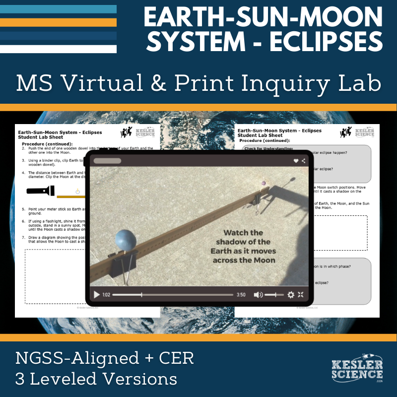 Earth Sun Moon - Eclipses Digital Inquiry Lab - NGSS MS ESS1-1
