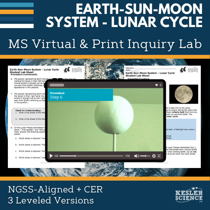 Earth Sun Moon - Lunar Cycle Digital Inquiry Lab - NGSS MS ESS1-1