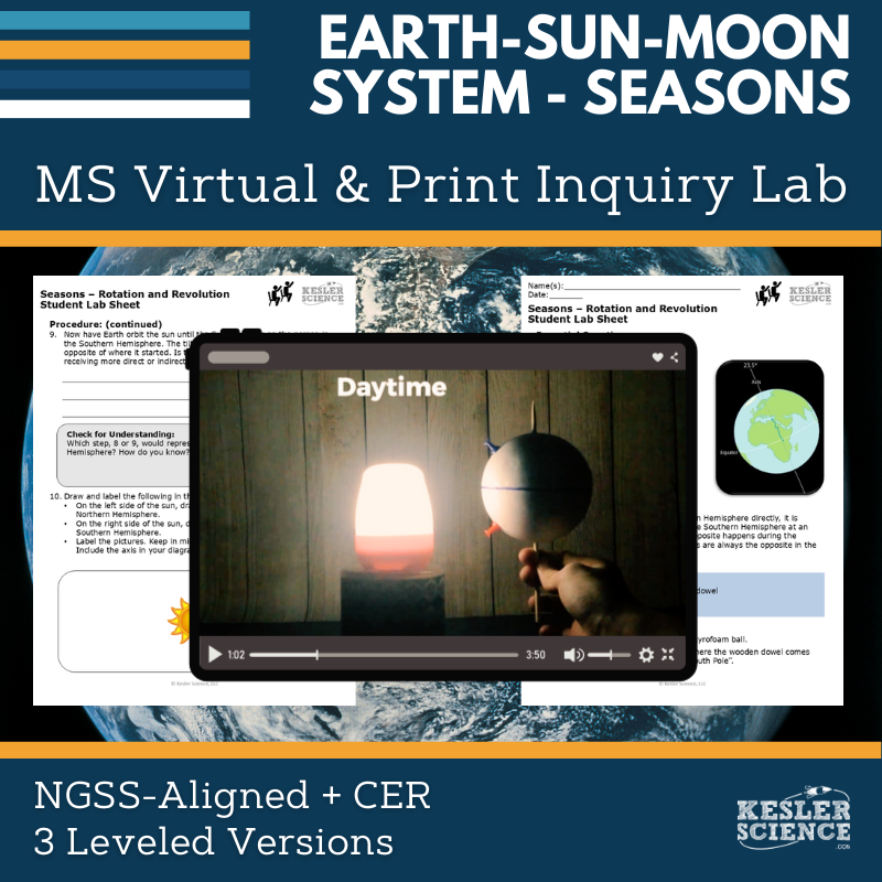 Earth Sun Moon - Seasons Digital Inquiry Lab - NGSS MS ESS1-1