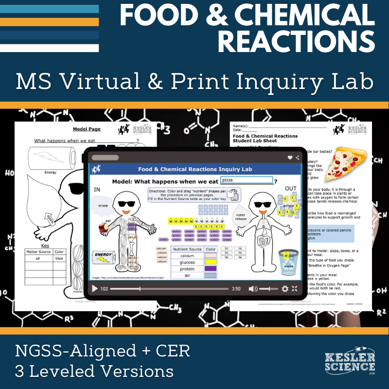 Food & Chemical Reactions Digital Inquiry Lab - NGSS MS LS1-7