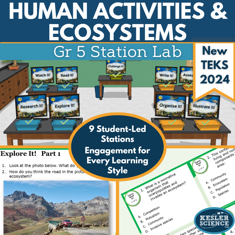 Human Activities & Ecosystems Student-Led Station Lab - Grade 5, New TEKS 5.12C