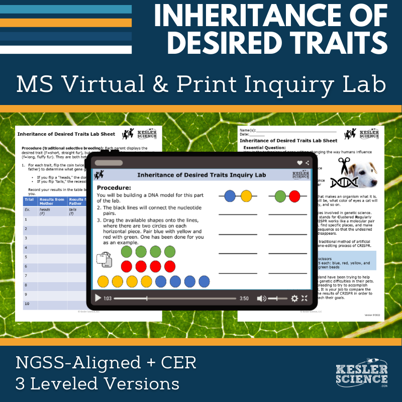 Inheritance of Desired Traits Digital Inquiry Lab - NGSS MS LS4-5