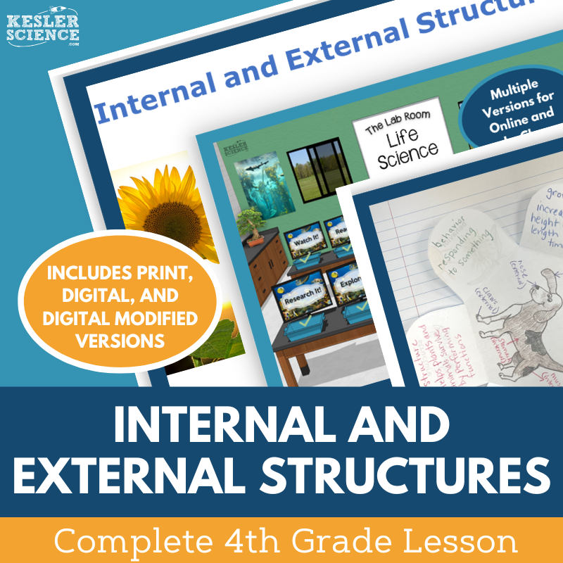 Internal & External Structures - Complete Lesson Plan - NGSS 4-LS1-1 - 4th Grade