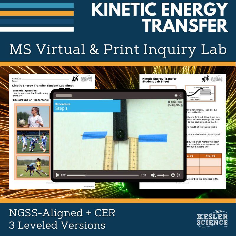 Kinetic Energy Transfer Digital Inquiry Lab - NGSS MS PS3-5