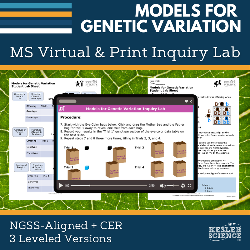Models for Genetic Variation Digital Inquiry Lab - NGSS MS LS3-2