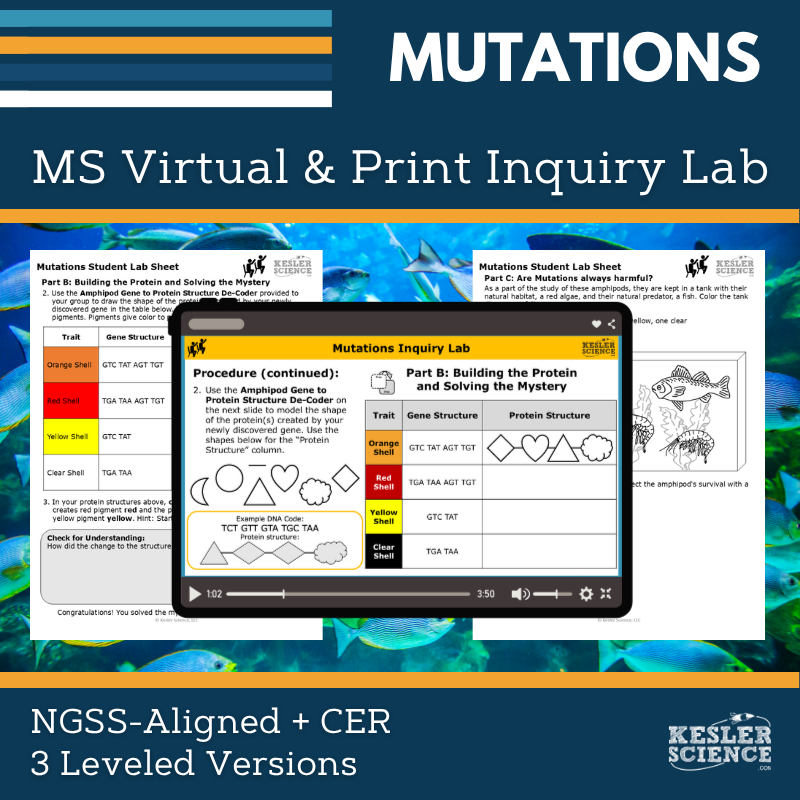 Mutations Digital Inquiry Lab &  - NGSS MS LS3-1