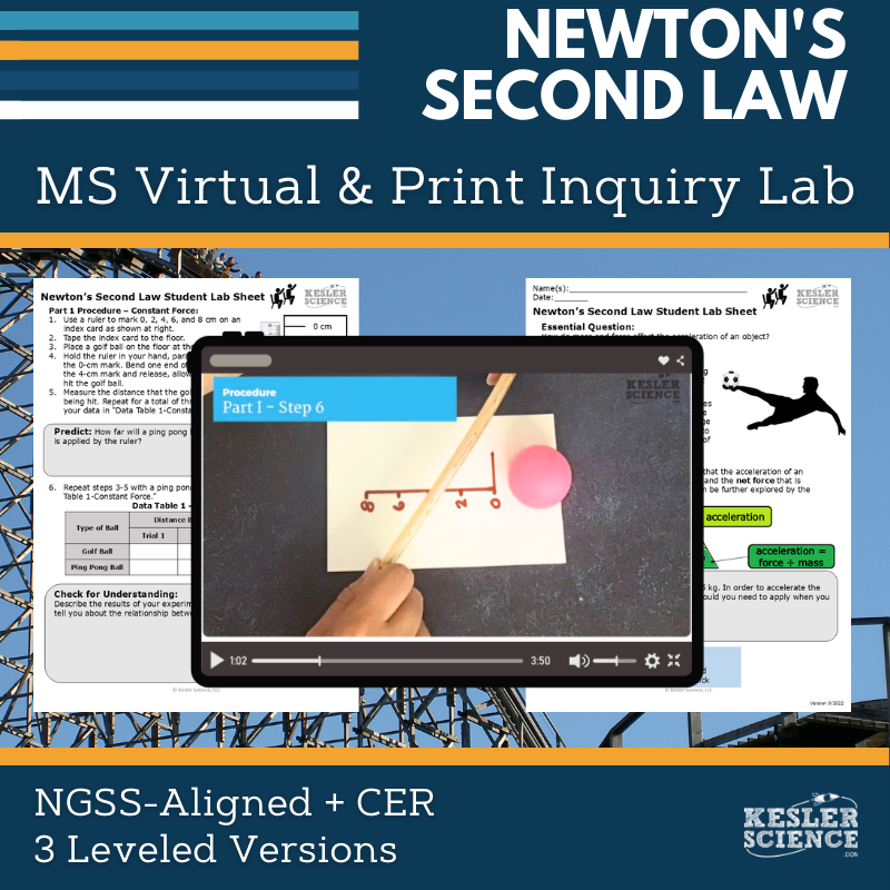Newton's Second Law Digital Inquiry Lab - NGSS MS PS2-2