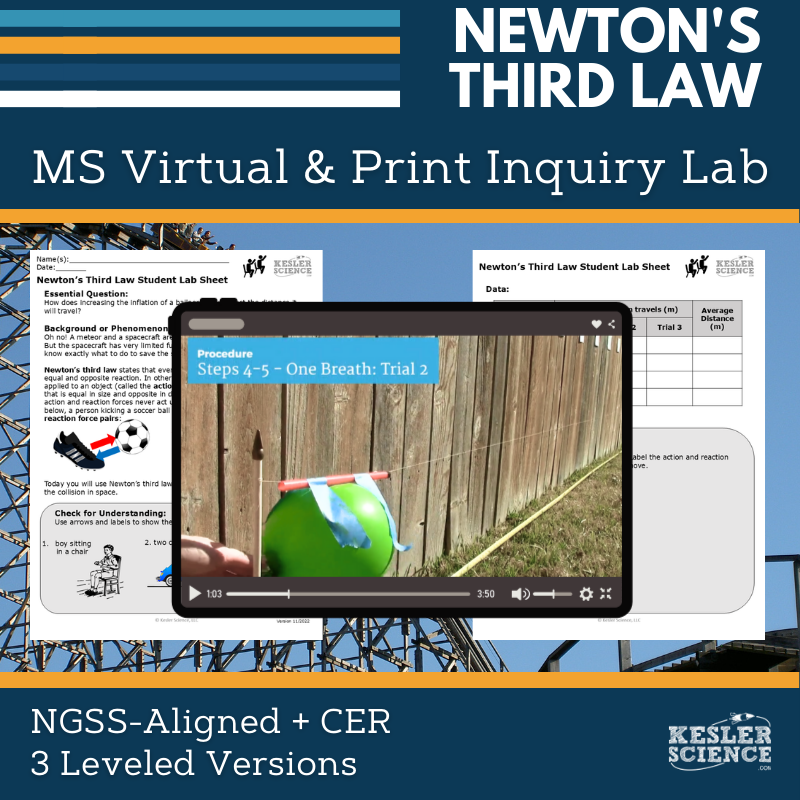 Newton's Third Law Digital Inquiry Lab - NGSS MS PS2-1