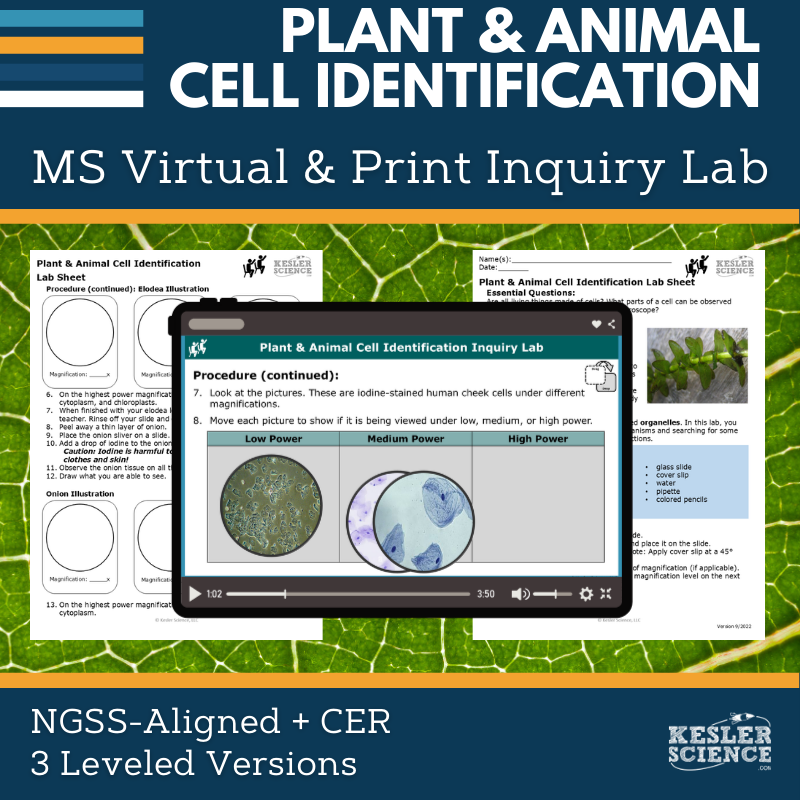 Plant & Animal Cell ID Digital Inquiry Lab - NGSS MS LS1-2