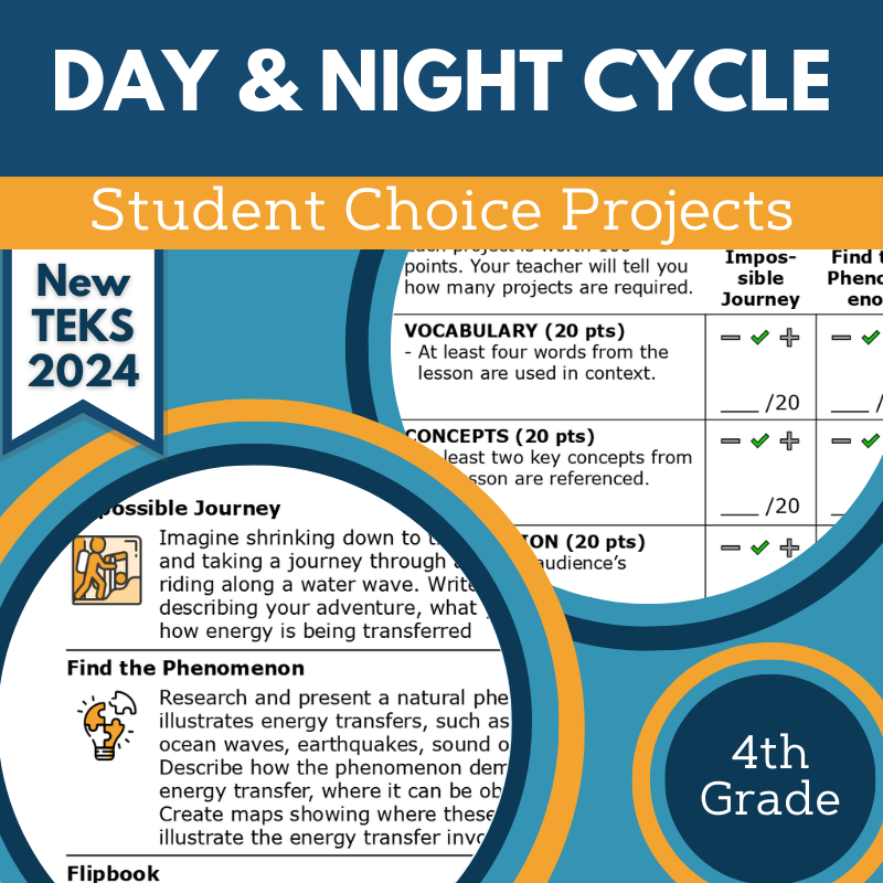 Day & Night Cycle - Student Choice Projects, Grade 5, New TEKS 5.9