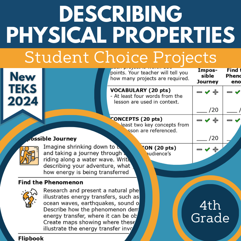 Describing Physical Properties - Student Choice Projects, Grade 4, New TEKS 4.6A