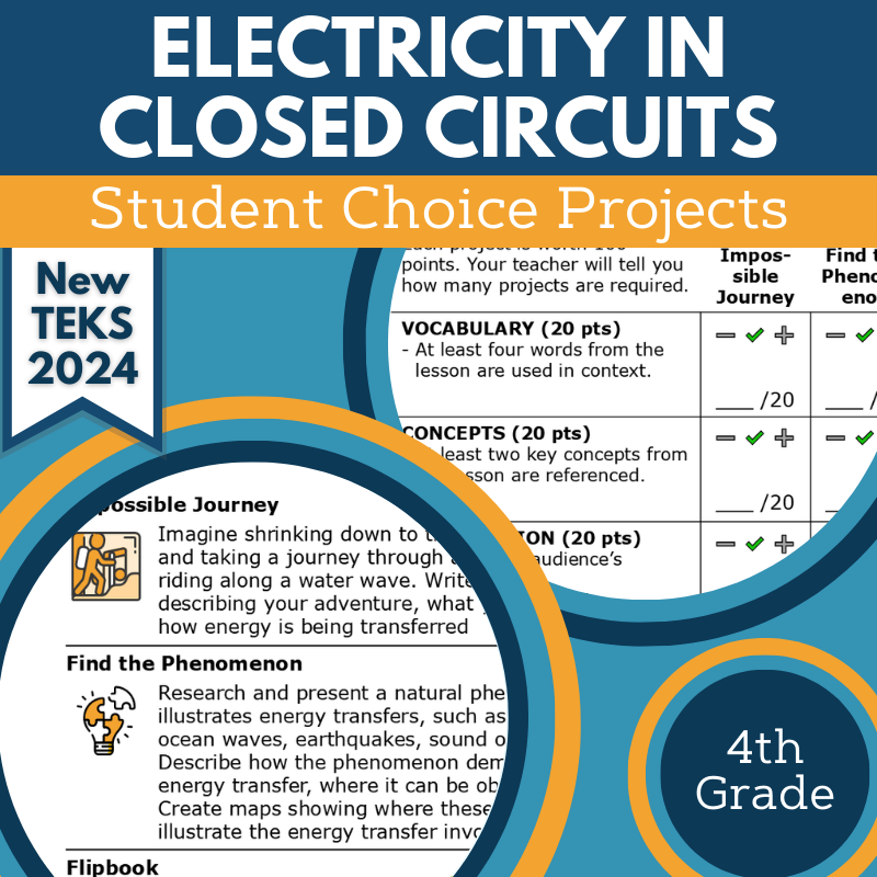 Electricity in Closed Circuits - Student Choice Projects, Gr 4, New TEKS 4.8C