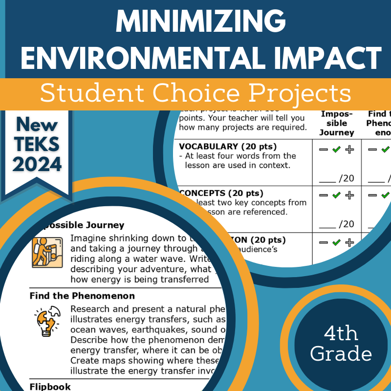 Minimizing Environmental Impact - Student Choice Projects, Gr 5, New TEKS 5.11