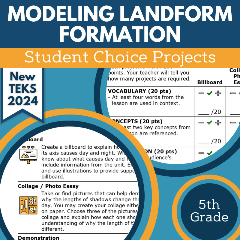 Modeling Landform Formation - Student Choice Projects, Grade 5, New TEKS 5.10C
