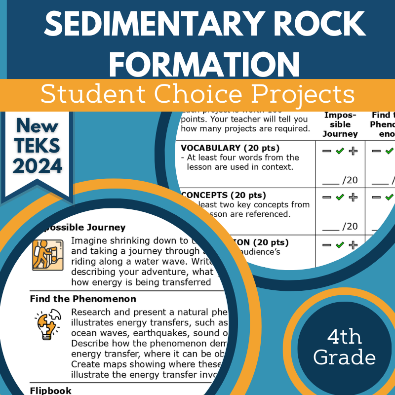 Sedimentary Rock Formation - Student Choice Projects, Gr 5, New TEKS 5.10B