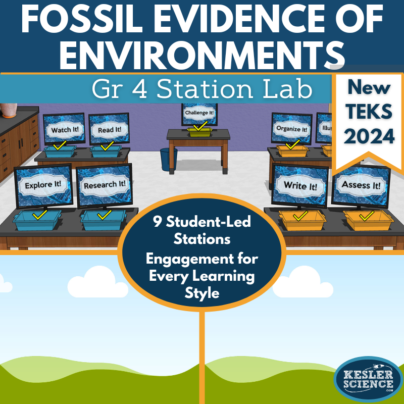 Fossil Evidence of Environments Student-Led Station Lab - Gr 4, New TEKS 4.12C