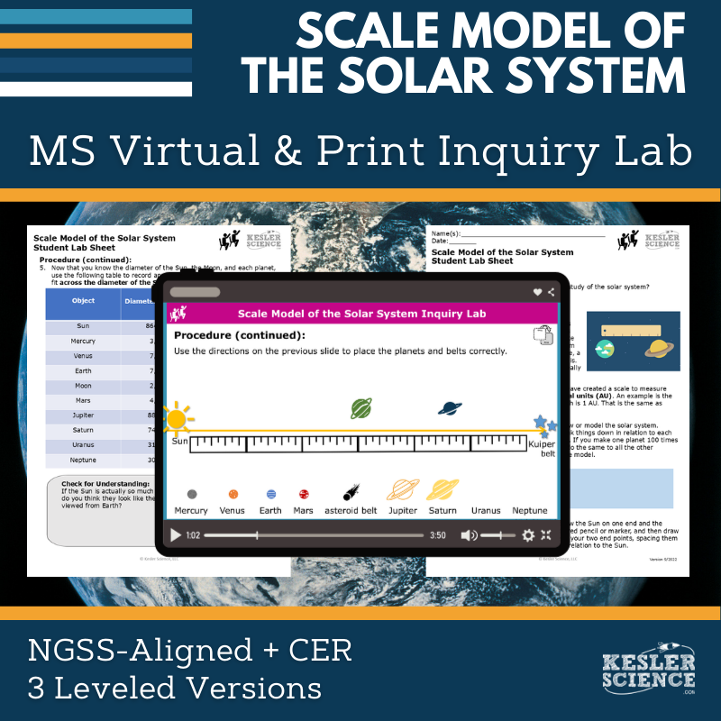 Scale Model of Solar System Digital Inquiry Lab - NGSS MS ESS1-3