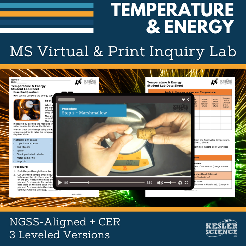 Temperature & Energy Digital Inquiry Lab - NGSS MS PS3-4