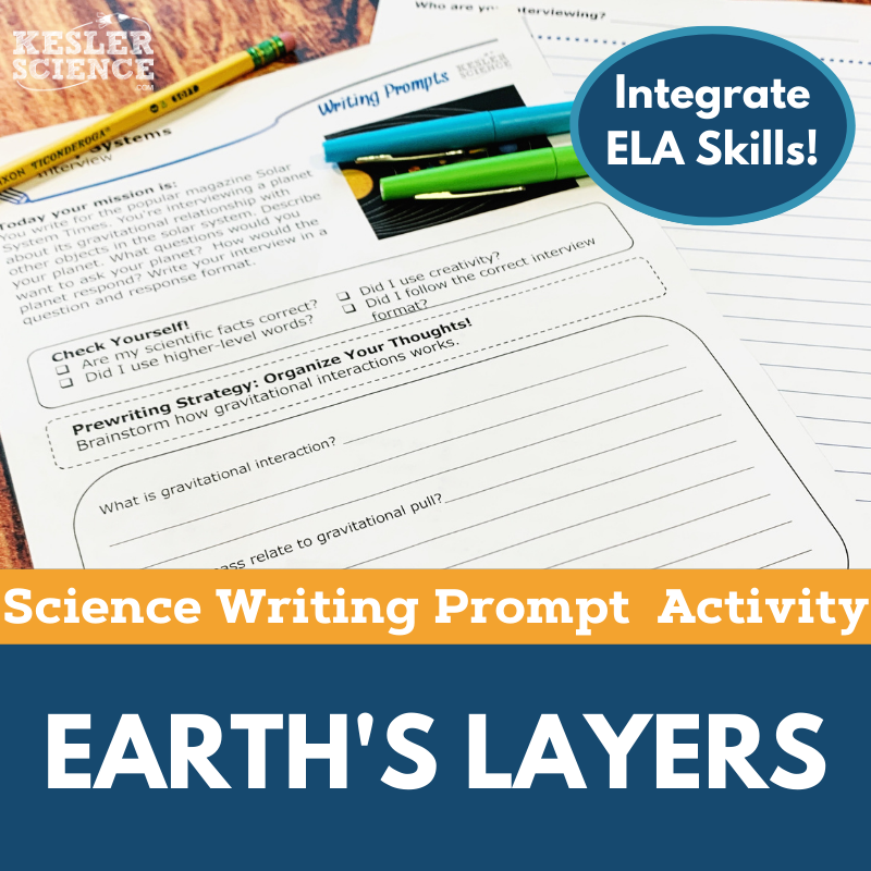 Writing Prompts - Earth's Layers - MS 6-8