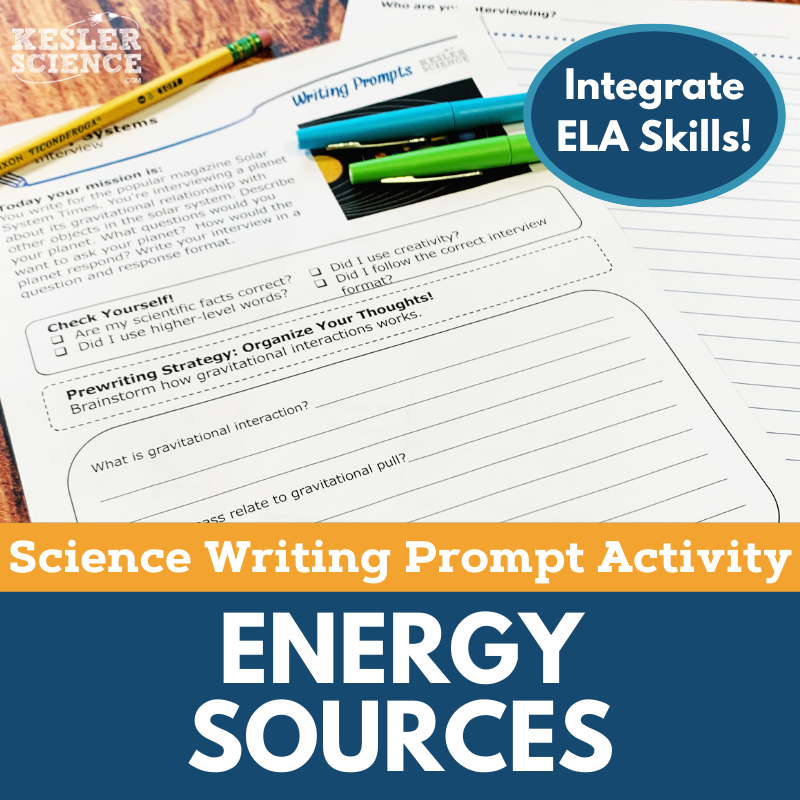 Writing Prompts - Energy Sources - MS 6-8