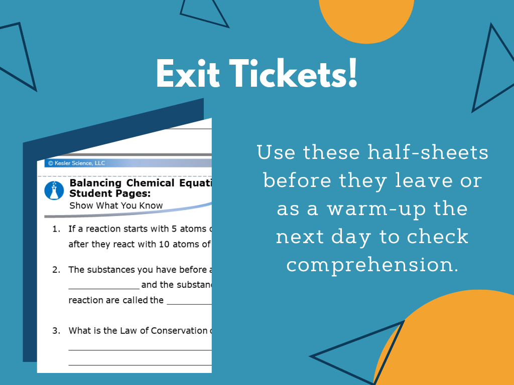 MS 6th 7th 8th - Balancing Chemical Equations - Sub Plans