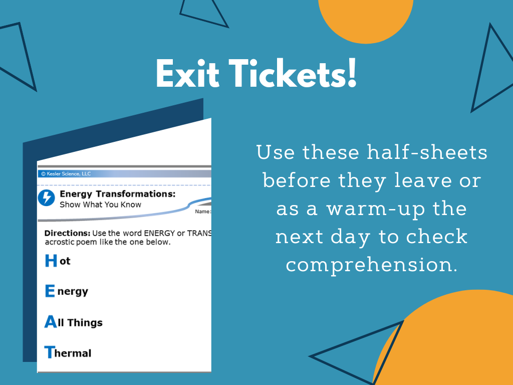 MS 6th 7th 8th - Energy Transformations - Sub Plans