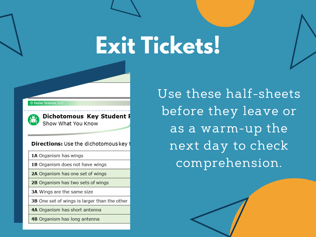MS 6th 7th 8th - Dichotomous Keys - Sub Plans