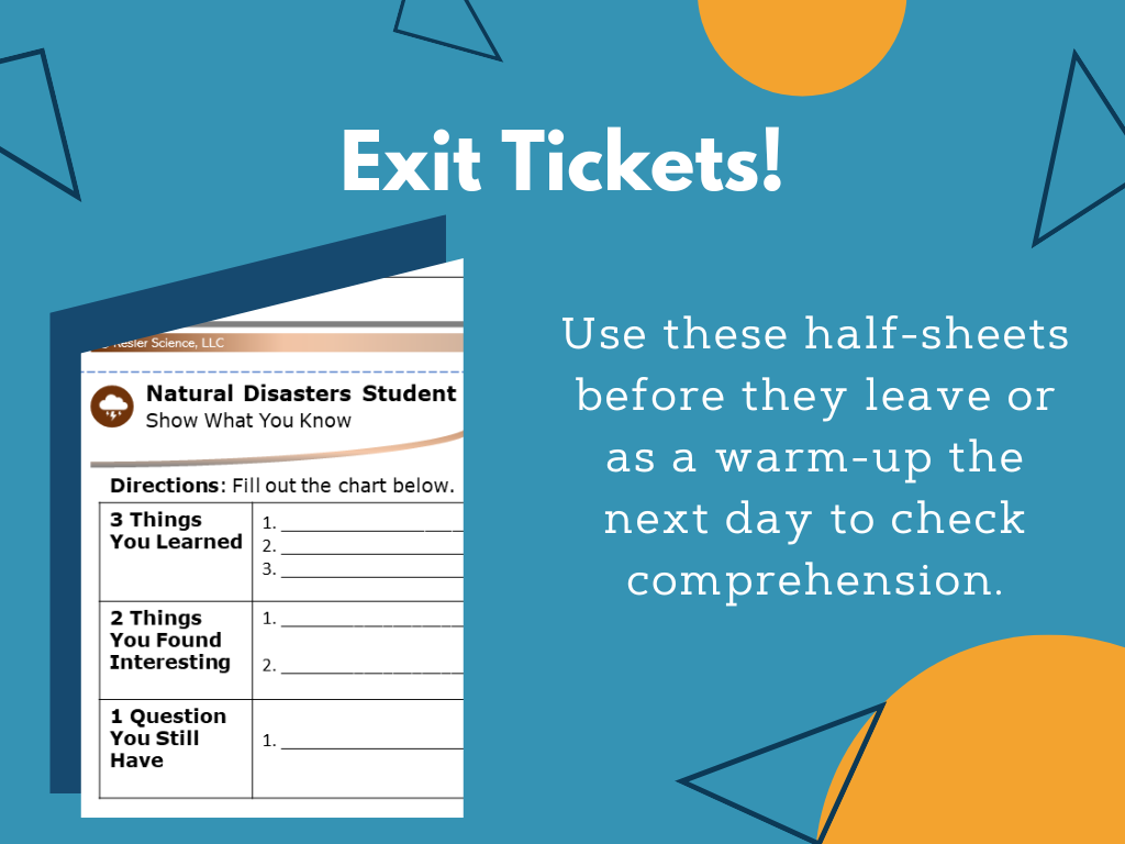 MS 6th 7th 8th - Natural Disasters - Sub Plans