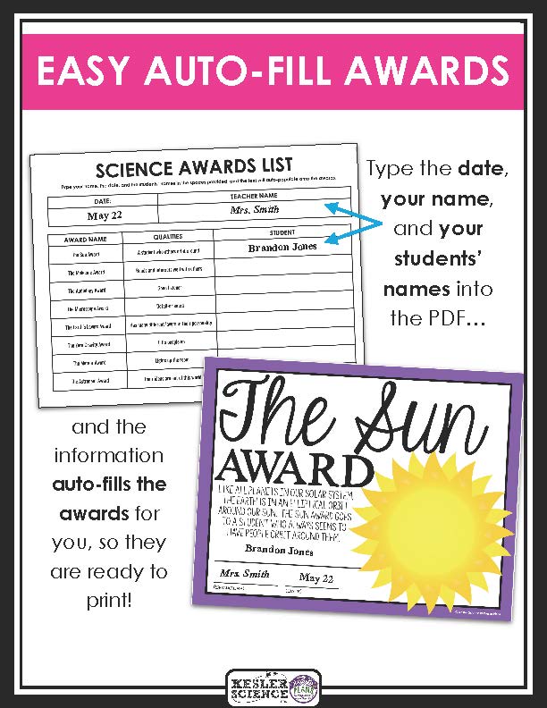 Science Awards - 60 End of the Year Science Awards