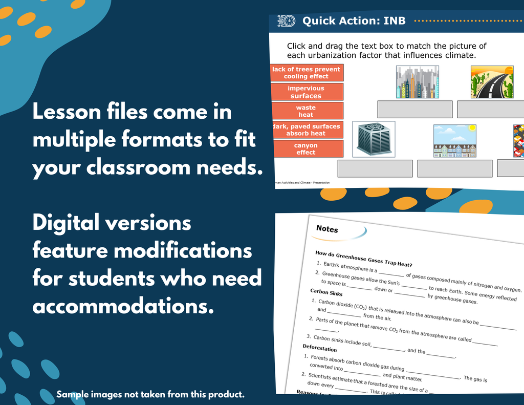 Human Activities & Climate Complete Science Lesson - New TEKS 8.11B