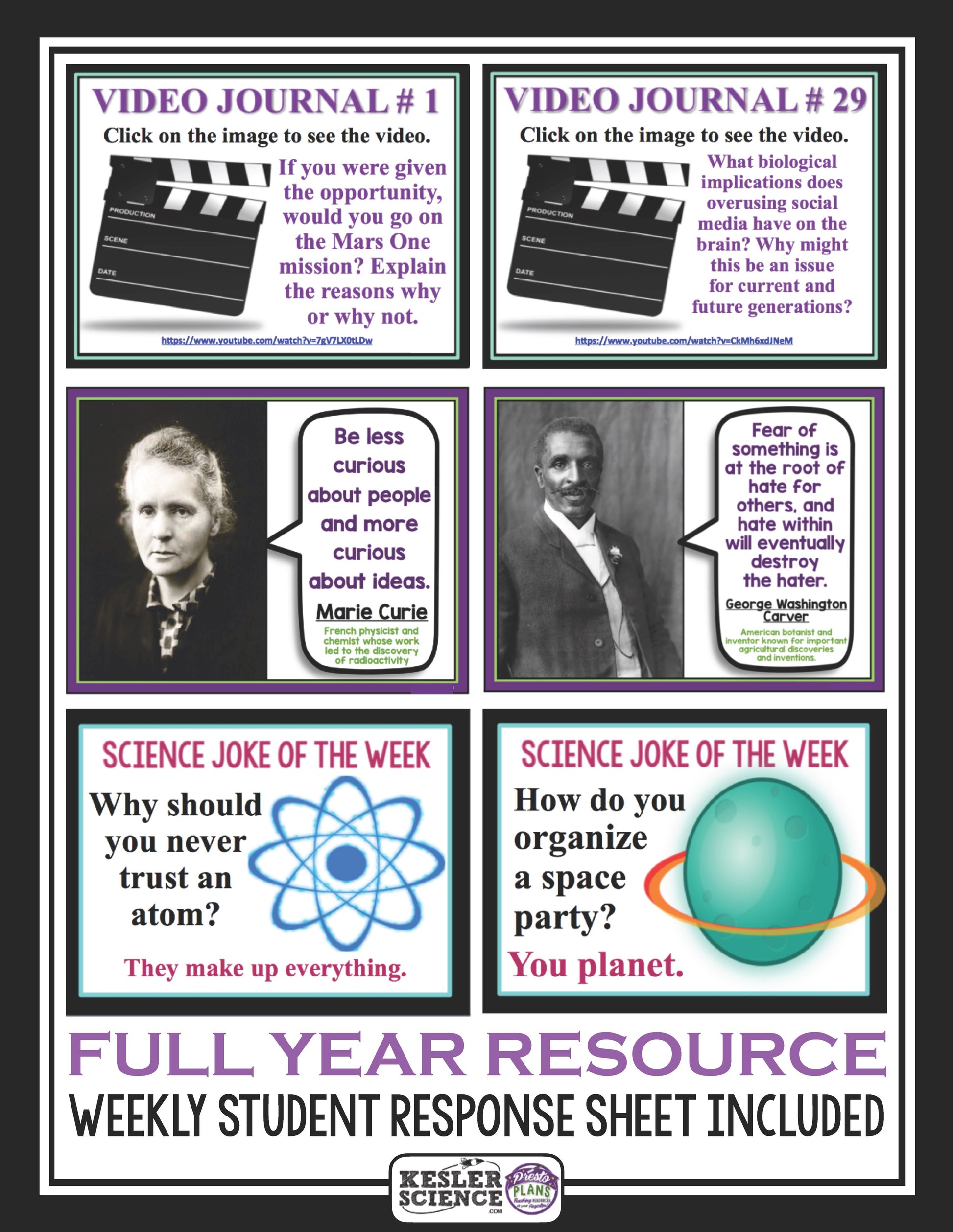 Science Warm Ups & Bell Ringers - Full Year Integrated Resource - MS 6-8