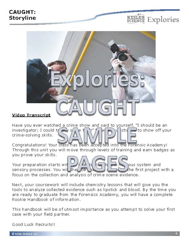 Explories: Caught - an NGSS Unit on Forensics (Core Materials Only)- Grades 6-8