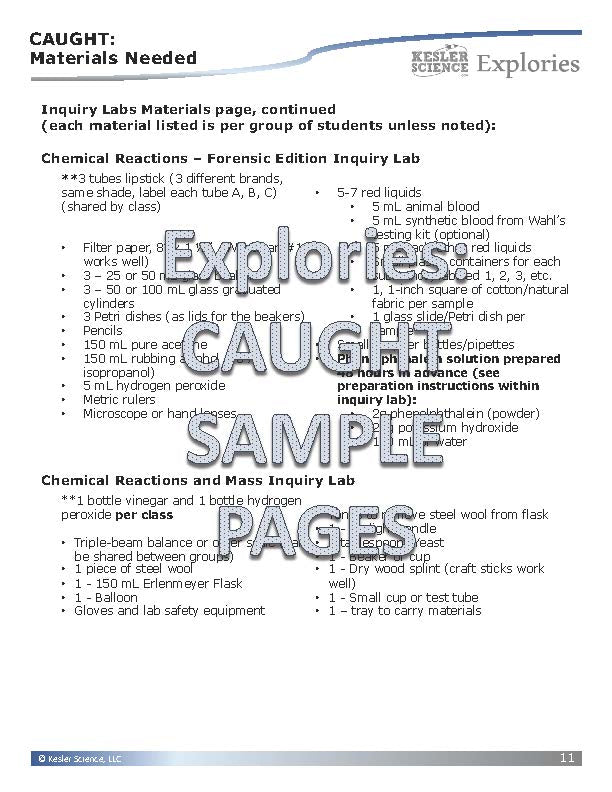 Explories: Caught - an NGSS Unit on Forensics (Core Materials Only)- Grades 6-8