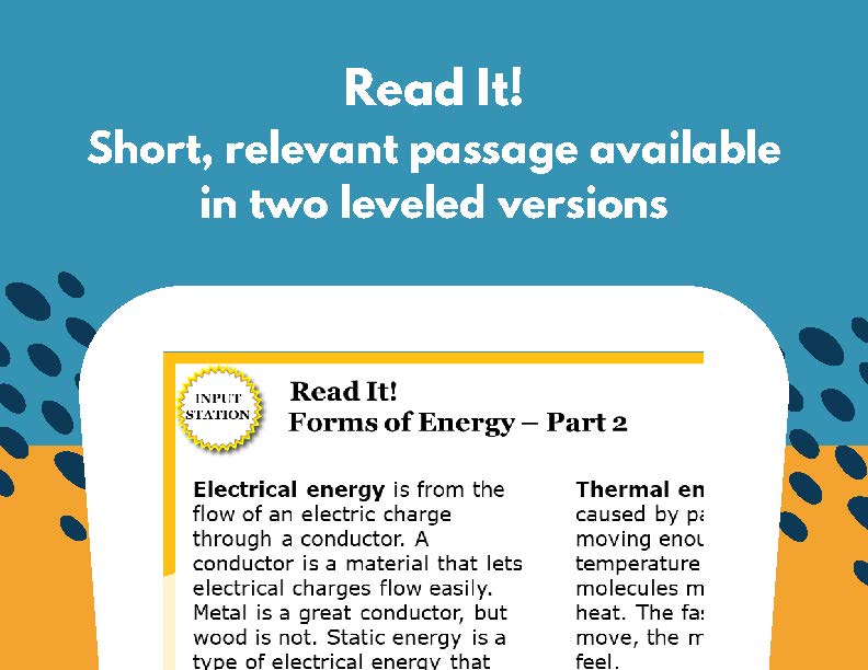 Forms of Energy - Student-Led Station Lab - 4th Grade