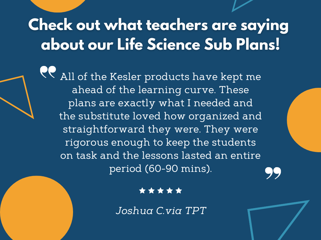 Sub Plans Bundle - Life Science - MS 6-8