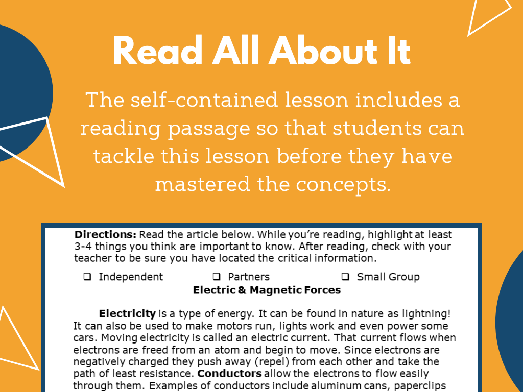 MS 6th 7th 8th - Electric and Magnetic Forces - Sub Plans