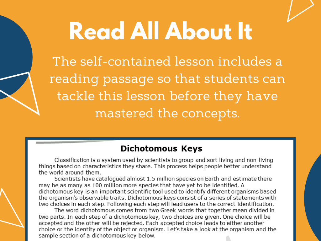 MS 6th 7th 8th - Dichotomous Keys - Sub Plans